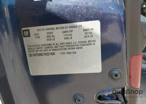 2007 Chevrolet Impala Lt z USA, uszkodzony, nr VIN 2G1WT58N279231439